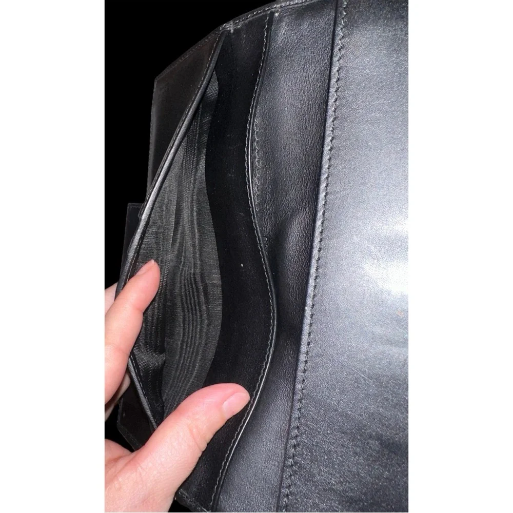 Authentic Gucci leather canvas long wallet with no brand gunmetal chain - Picture 7 of 11